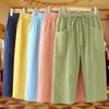 Women's Summer Loose Thin Section Seven Pants Middle-aged and Elderly Straight Casual Elastic Waist Pants