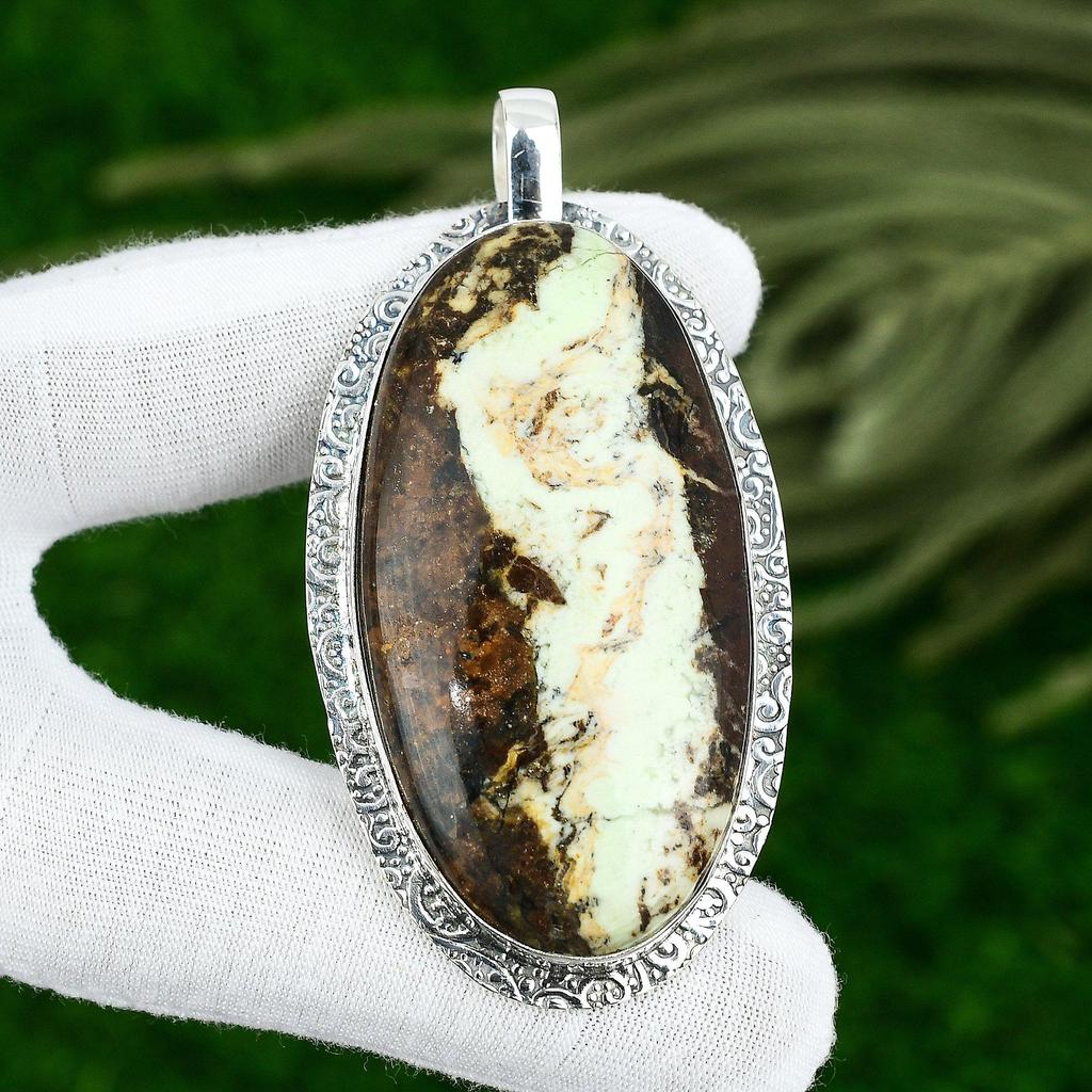 Gift For Women Pendant 925 Sterling Silver Natural Lemon Chrysoprase Gemstone