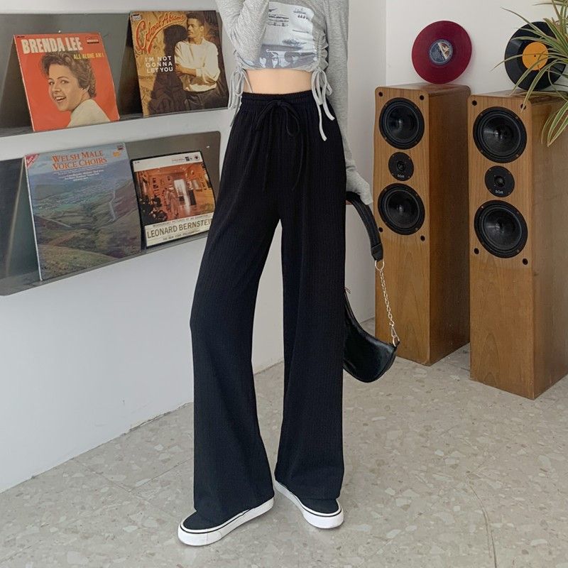 Large Size Wide Leg Pants for Women in Summer High Waisted Straight Leg Loose Fit Sporty and Casual with a Hanging Feeling and Floor Length Pants