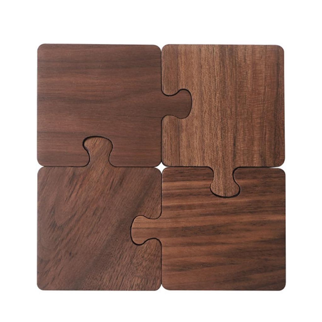 Wooden Set of Puzzle Scandinavian Interior Perfect for and Tea Perfect for Cafes and Guests [Queen-b] Coasters, 4, Style, Stylish, Decor, Tea, Coffee,