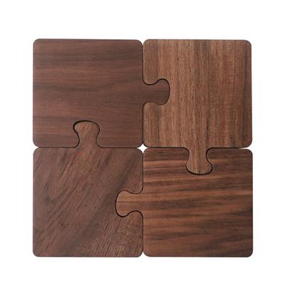 [Queen-b] Wooden Coasters, Set of 4, Puzzle Style, Stylish, Scandinavian Interior Decor, Perfect for Tea, Coffee, and Tea Cups, Perfect for Cafes and