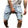 Men's Fashion Denim Shorts Personality Casual Hole Embroidery Pattern Trend Stretch Jeans
