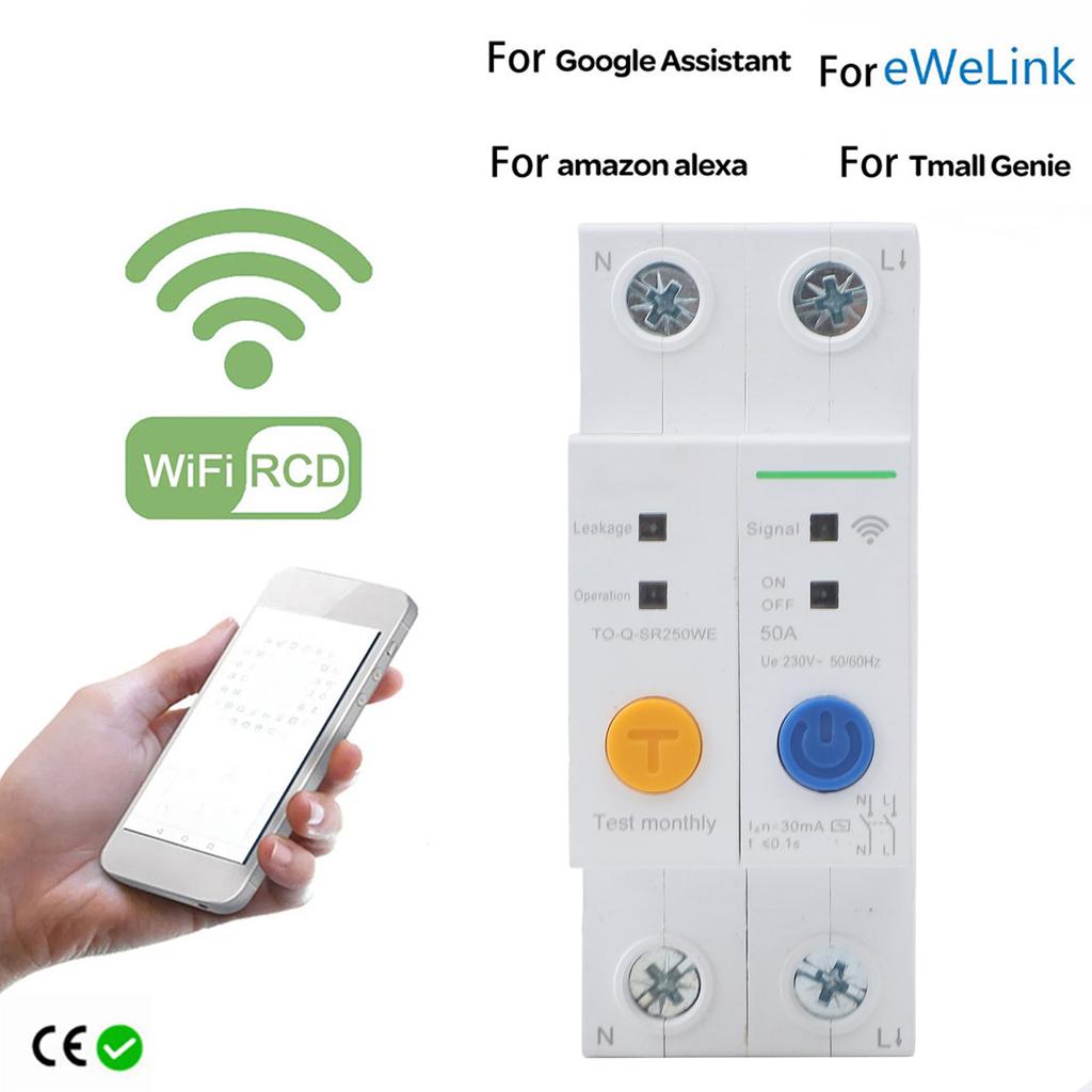 SR250WE WIFI Circuit Breaker For Ewelink APP WIFI Smart Circuit Breaker 2P 50A DIN Rail Smart Switch Remote For Overload/short