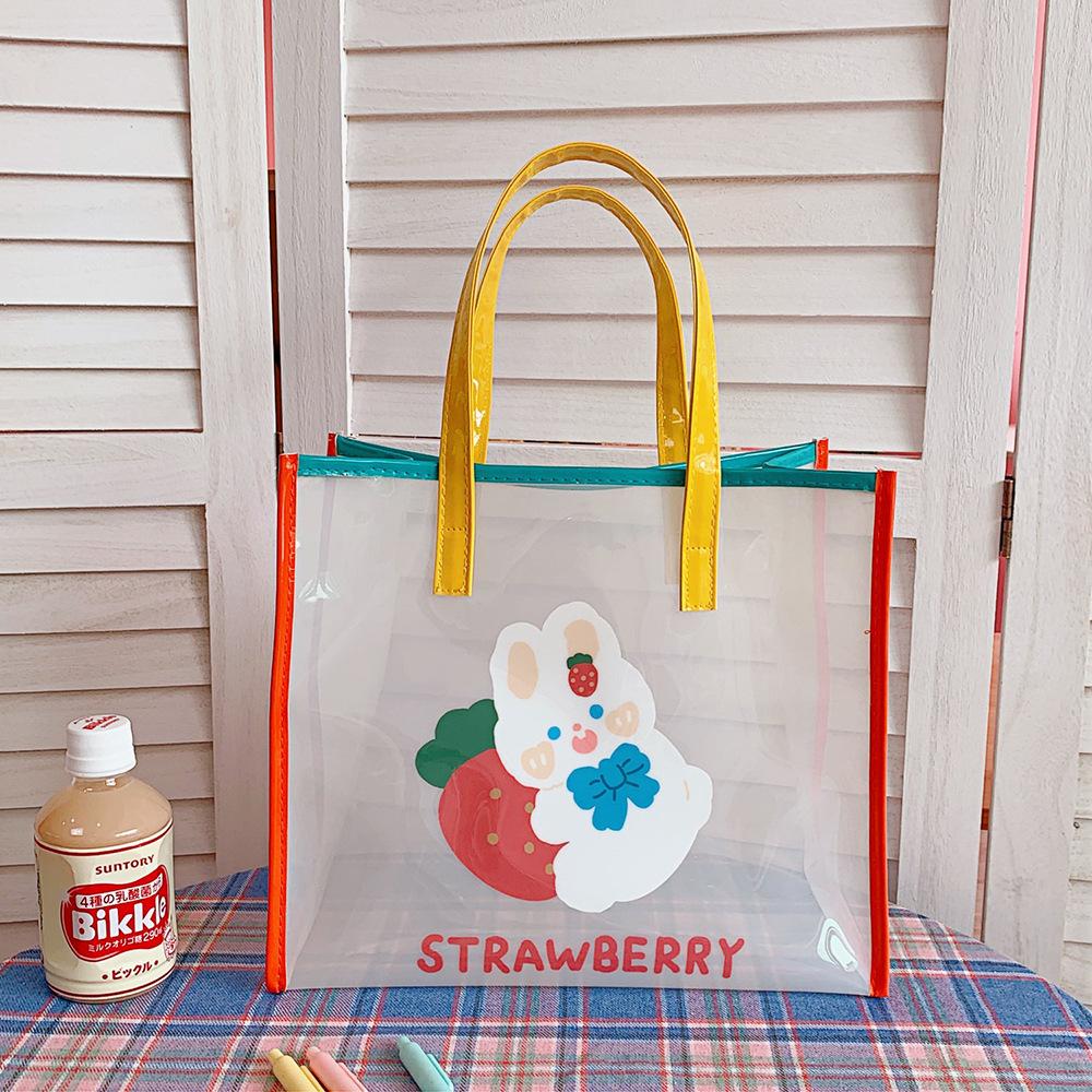 Ins Summer Girls Jelly Bag Cartoon Bear Transparent Shoulder Bag Waterproof Beach Bag Student Travel Handbag