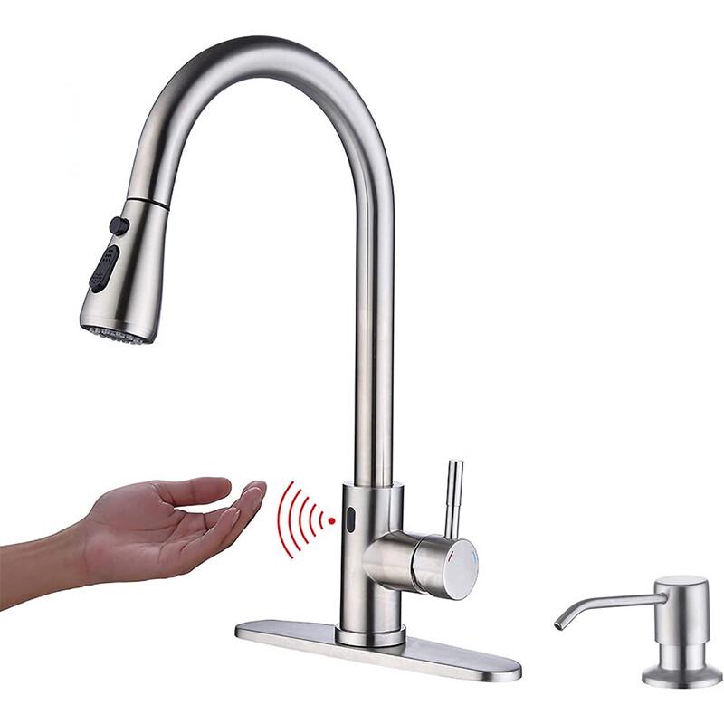 TLXT Brushed Stainless Steel Pull-Out Sensor Faucet