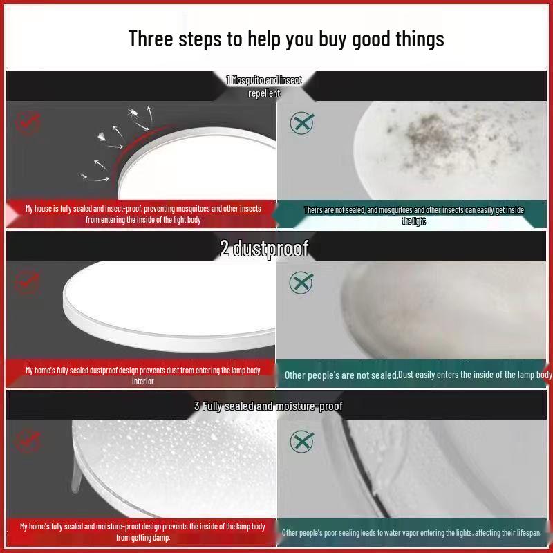 Wasserdichte LED Deckenleuchte - Feuchtigkeits- & Insektenresistent für Badezimmer, Balkon, Küche, Flur