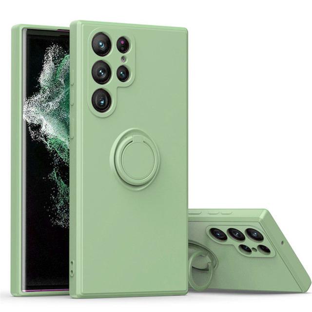 

Магнитный чехол с кольцом-держателем для телефона Samsung Galaxy S23 Ultra S22 S21 Fe S20 S9 S10 Plus Note 20 10 Plus, жидкий силиконовый чехол S8 зелёный