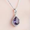 Purple Faux Crystal Women Necklace Hollow Alloy Shining Luxury Sweater Necklace Jewelry Accessories