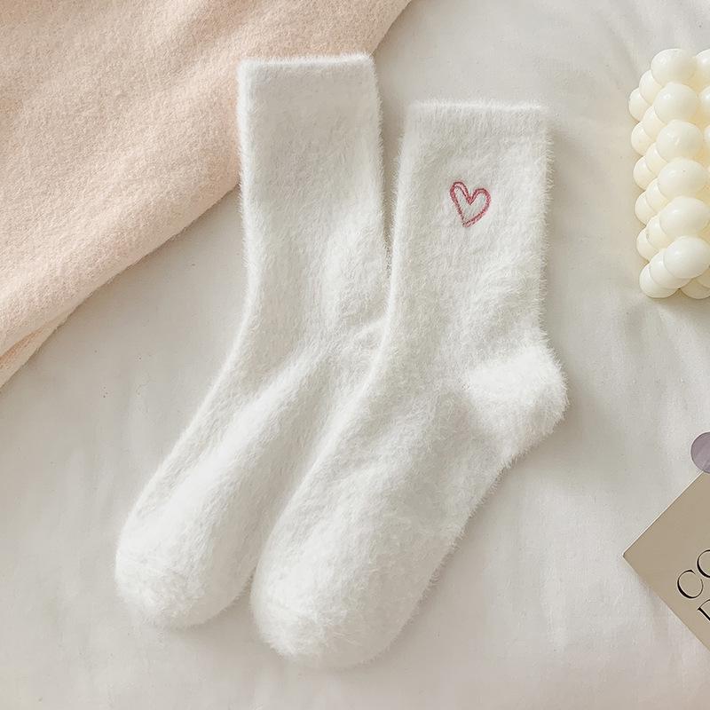 Women's Cable Knit Fleece Mid-Calf Socks - Warm, Thick, and Solid Color for Autumn/Winter