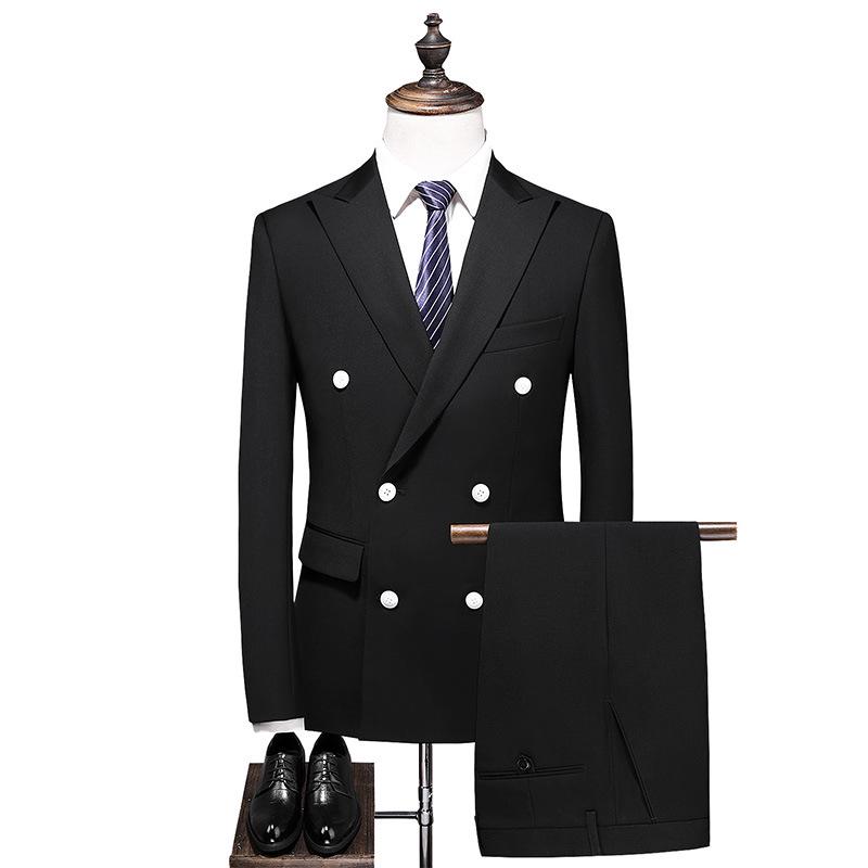 Men's Korean Slim Fit Double-Breasted Suit Set – Casual or Wedding Tuxedo