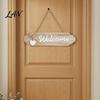 Rustic Hanging Door Decor Front Welcome Sign, Pastoral Style Wall Decoration, Wooden Ornament for Guest with Hemp Rope Home Entrance Farmhouse