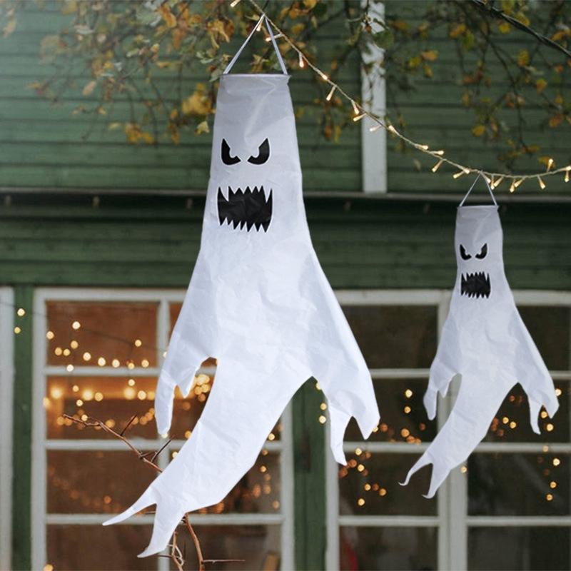 Halloween Decoration Hanging Ghost Windsock Party Props Hanging Flags Day of The Dead Ghost Luminous Gothic Home Decor