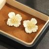 French simple drip oil four-color flower stud earrings niche high-end gentle flower earrings 925 silver needle earrings women