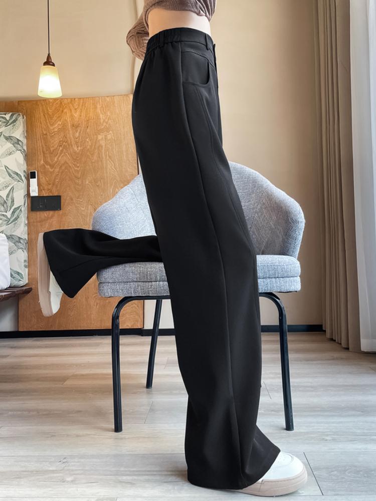 2025 Spring Summer Elegant Suit Wide-leg Pants Women's New Straight Mop Casual Trousers Narrow High Waist Drap Suit Pants