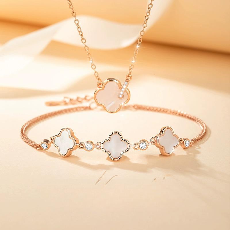 S925 Clover Necklace Women's Sterling Silver Light Luxury Minority Design Fritillary Pendant Clavicle Chain