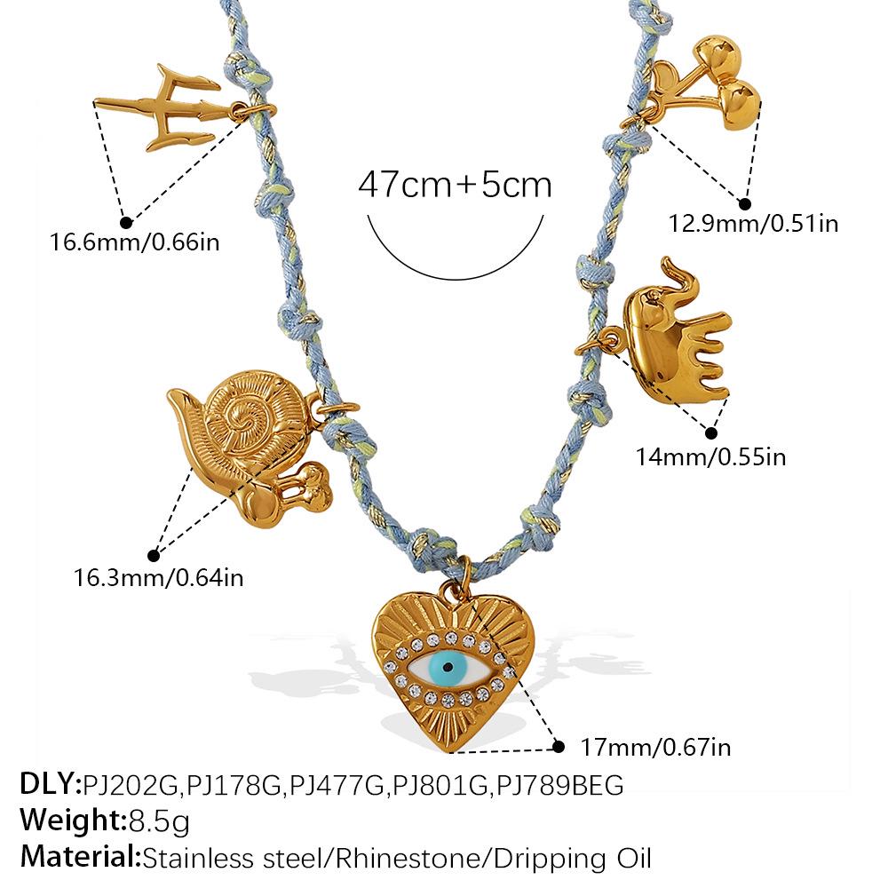 DIY Strandstil Buntes Seil Halsketten- & Armband-Set mit Meeres-Serie Edelstahl-Anhänger