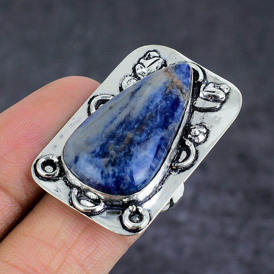 Sodalite Handmade 925 Sterling Silver Jewelry Ring Size 7 j6A09