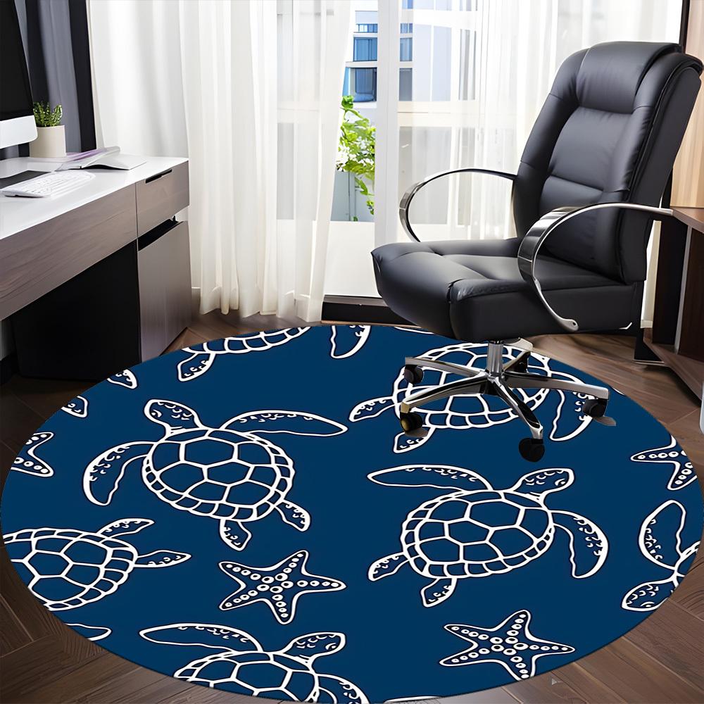 1PC Turtle, Starfish Chair Carpet for Office, Indoor Non-Slip Washable Carpet, Soft Comfortable Mat For Office Room Yy250930133