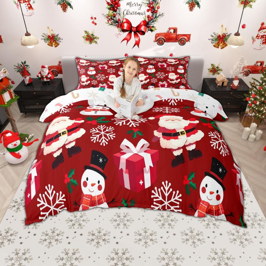 Comforter Homewish Cute Santa Claus For Kids Merry Xmas Christmas Bedding Set Winter Snowflakes Comforter Set