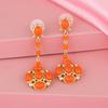 Estele Women's Gold Plated Orange Beaded Drop Earrings