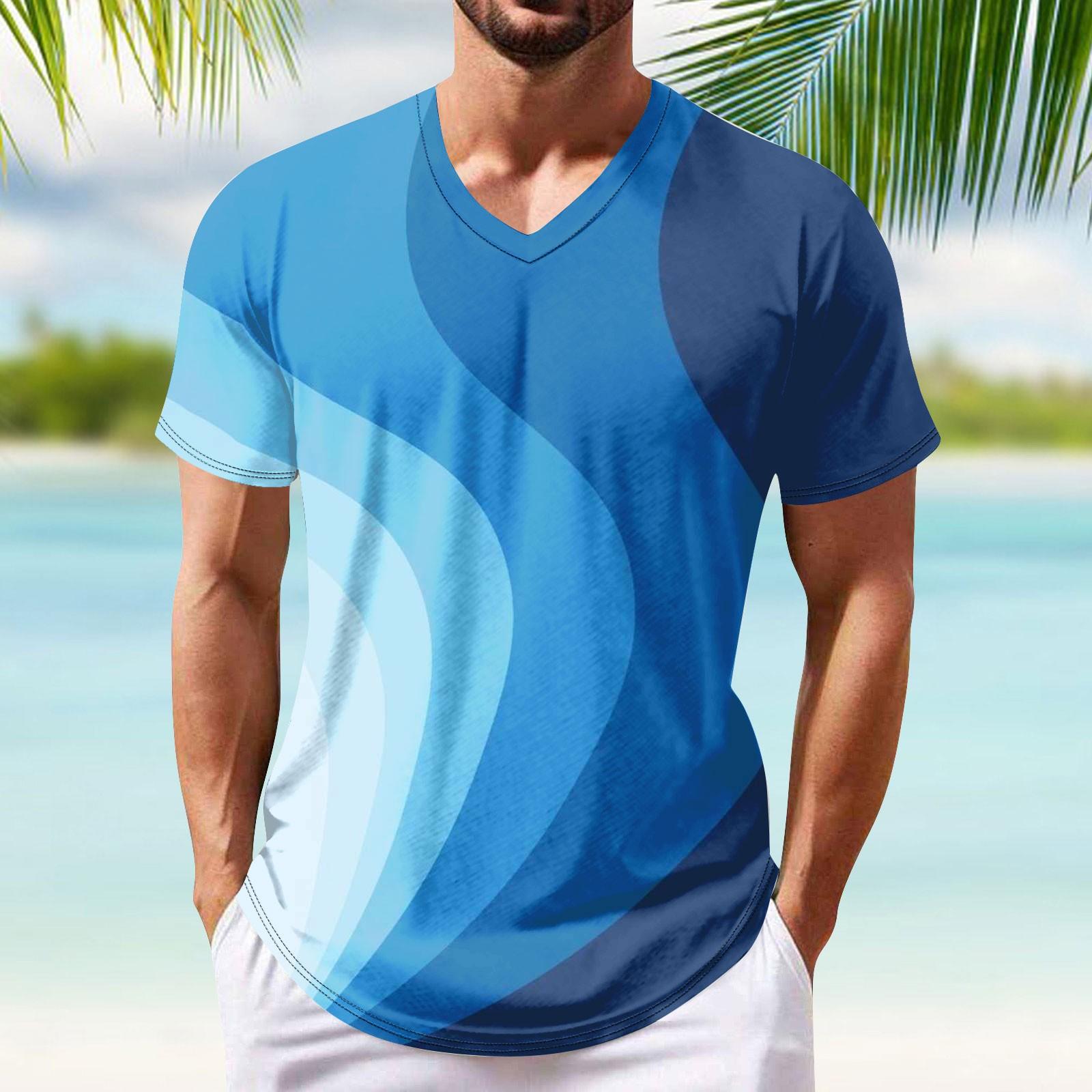 

Летний топ с V-образным вырезом и 3D-принтом, модные повседневные свободные мужские футболки с короткими рукавами XL