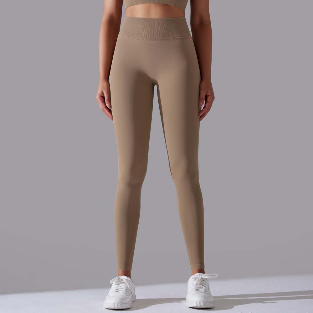 Cross-Border Outdoor Nude Feel Tight Fit Yoga Leggings - Solid Color Hip-Lifting Design