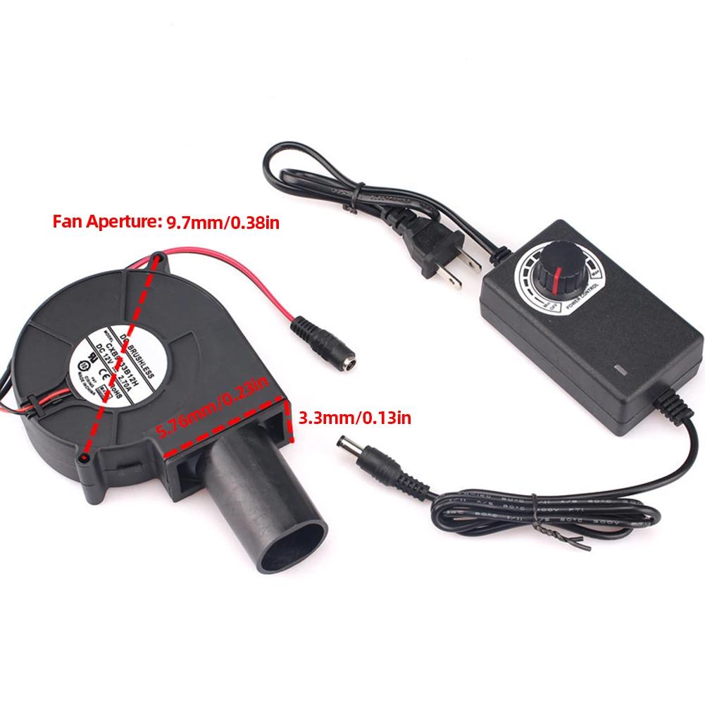 6000RPM DC12V BBQ Blower Air Blower Smelting Metal Fan with Variable Speed Controller Barbecue Fan for Camping Stove Cooking Fan