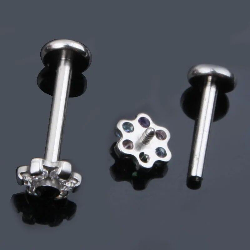 1pcs Labret Ring Lip Piercing Crystal Fashion Body Jewelry 316L Stainless Steel 16G Zircon Tragus Earring