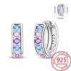 Pink Series Romantic Flower Butterfly Unicorn Tulip Geometry 925 Silver Earrings Boutique Fine Jewelry Gifts for Women