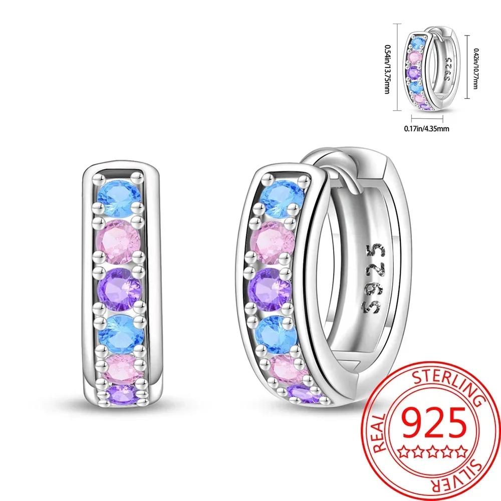 Pink Series Romantic Flower Butterfly Unicorn Tulip Geometry 925 Silver Earrings Boutique Fine Jewelry Gifts for Women