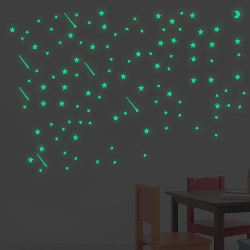 Fluorescent Star Wall Stickers – Self-Adhesive, Luminous Decor for Living Room and Bedroom