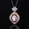 Jewelry Copper Bottom Gold-Plated Simulation Red Corundum Blue Spinel Temperament Retro Pendant 15 * 20