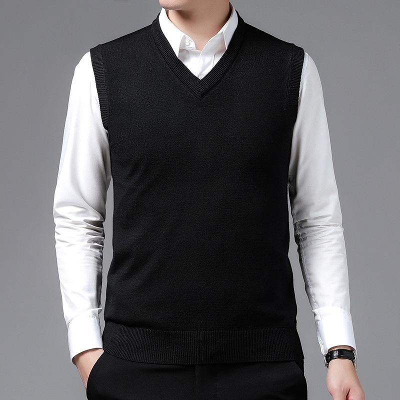 

Мужской шерстяной жилет без рукавов на весну и осень, свободная рубашка для пап среднего возраста, верхняя часть 175