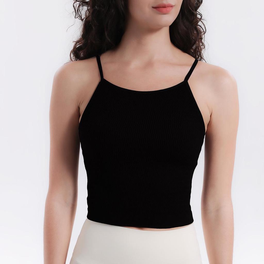 Yoga One-Piece Shockproof Camisole Sports Bra with Chest Pads & Beautiful Back Design for Women