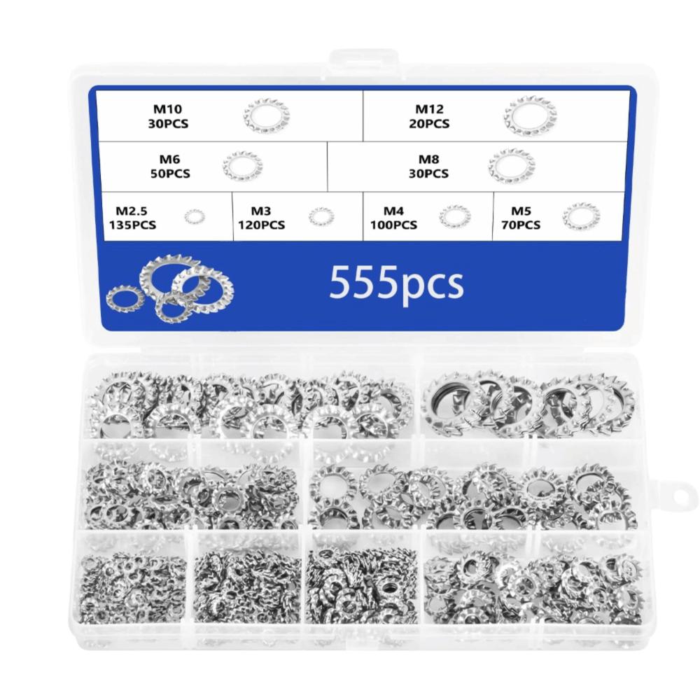 304 Stainless Steel External Teeth Washer External Toothed Washer  Mechanical Equipment 555pcs