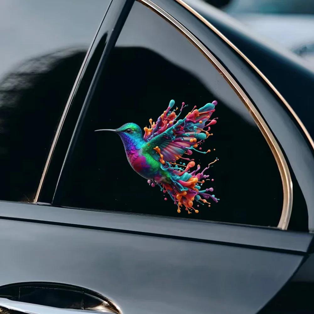 Dopamine Colorful Hummingbird Car Decals Body Auto Rear Triangle Window Trunk Bumper  Decals Creative Ornament