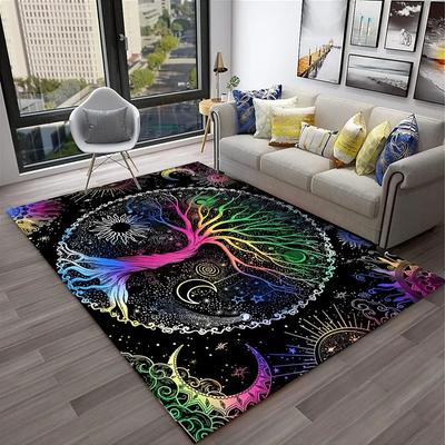 Duha Životního stromu Fantasy koberec Odolná podlahová rohož do obývacího pokoje ložnice, Psychedelický fantasy bytový dekor Koberce