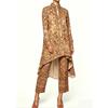 Summer new sunset seascape floral print irregular lapel long-sleeved shirt nine-point pants women's casual suit