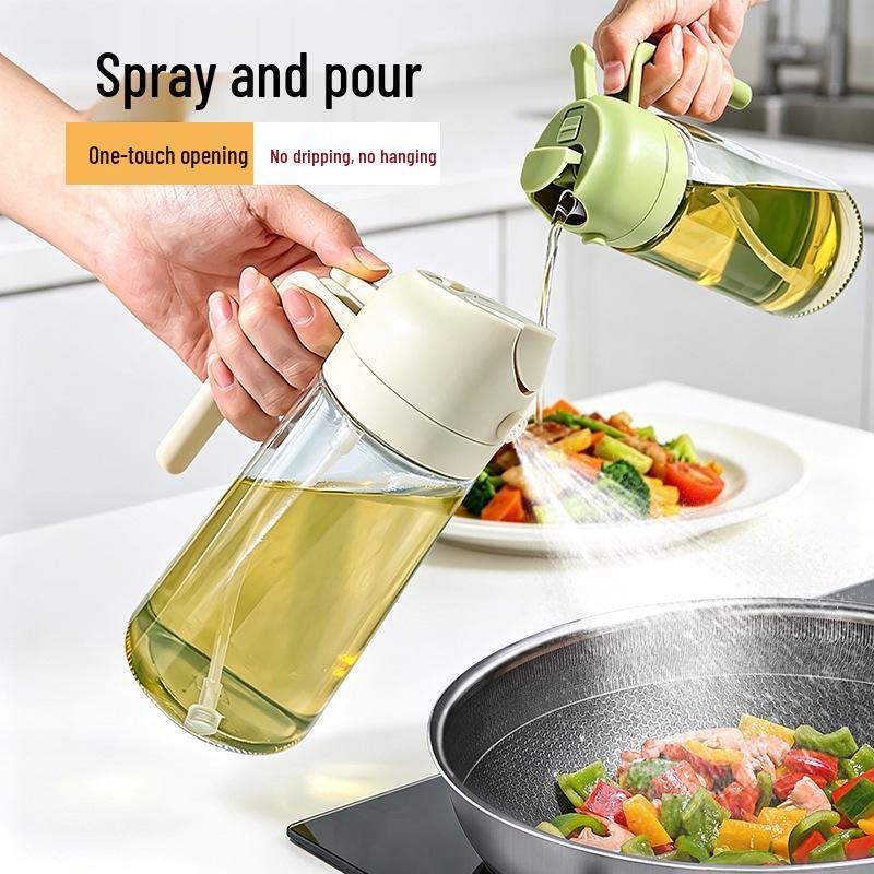 Dual-Use Kitchen Oil Sprayer & Pour Bottle – Large Capacity, Oil-Proof Glass for Seasoning & Cooking