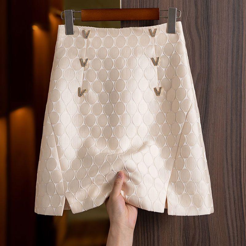 Women's 2024 Chic A-Line Jacquard Skirt - High Waist, Stylish & Versatile for Spring & Autumn