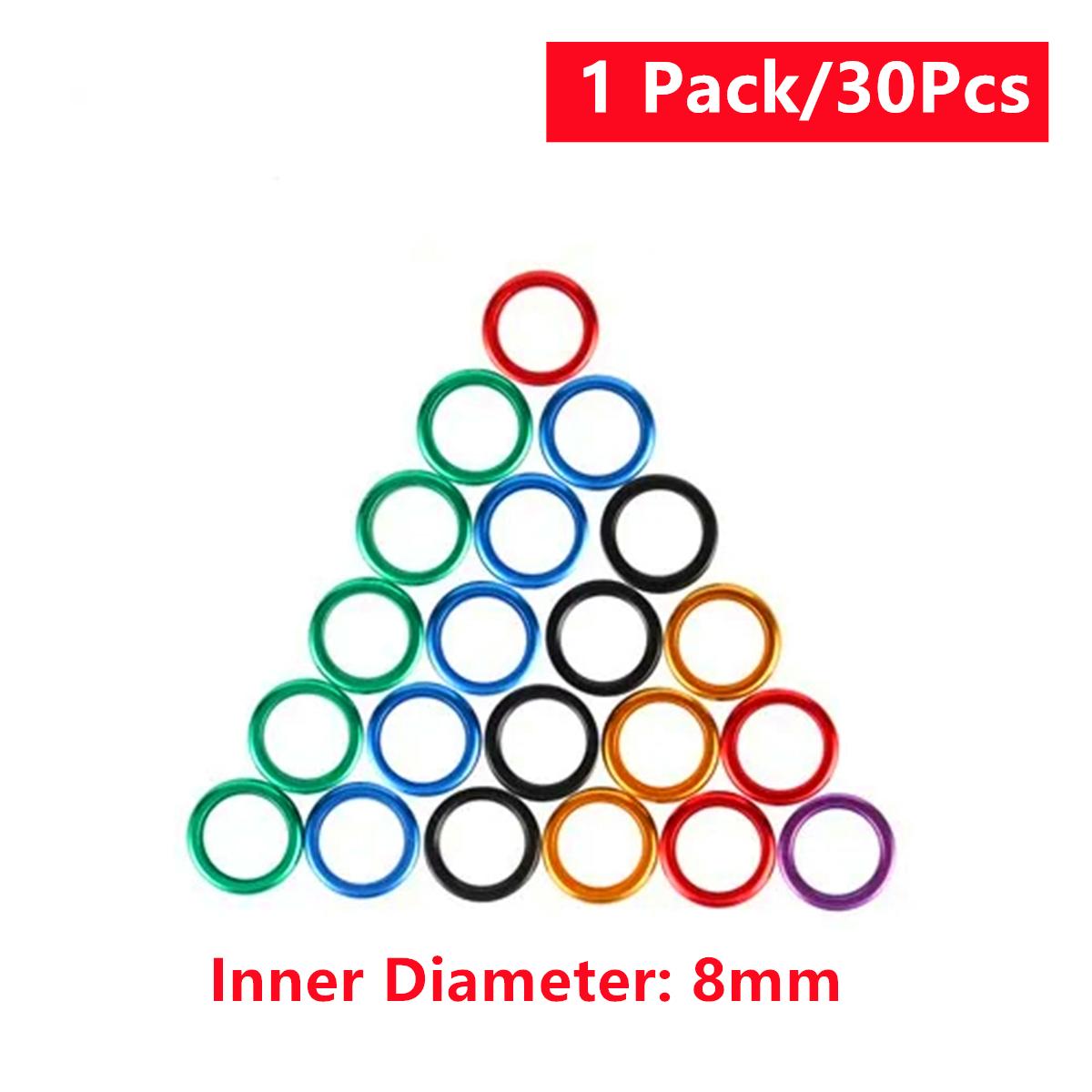 1Pack/30Pcs Flat Aluminum Bird Foot Rings without Words Inner Diameter 8mm Pigeon Parrot Quail Identification Leg Rings 6 Colors 5Pcs x 6 Colors