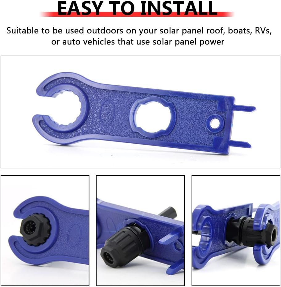 12 PCS Solar Connectors with Spanners Solar Panel Cable Connectors 6 Pairs Male/Female