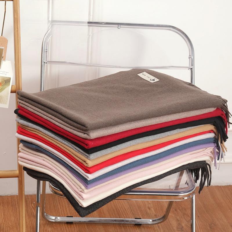 Wool Scarf Shawl High End Versatile Solid Color Scarf for Women Winter Thickened Korean Cashmere Scarf