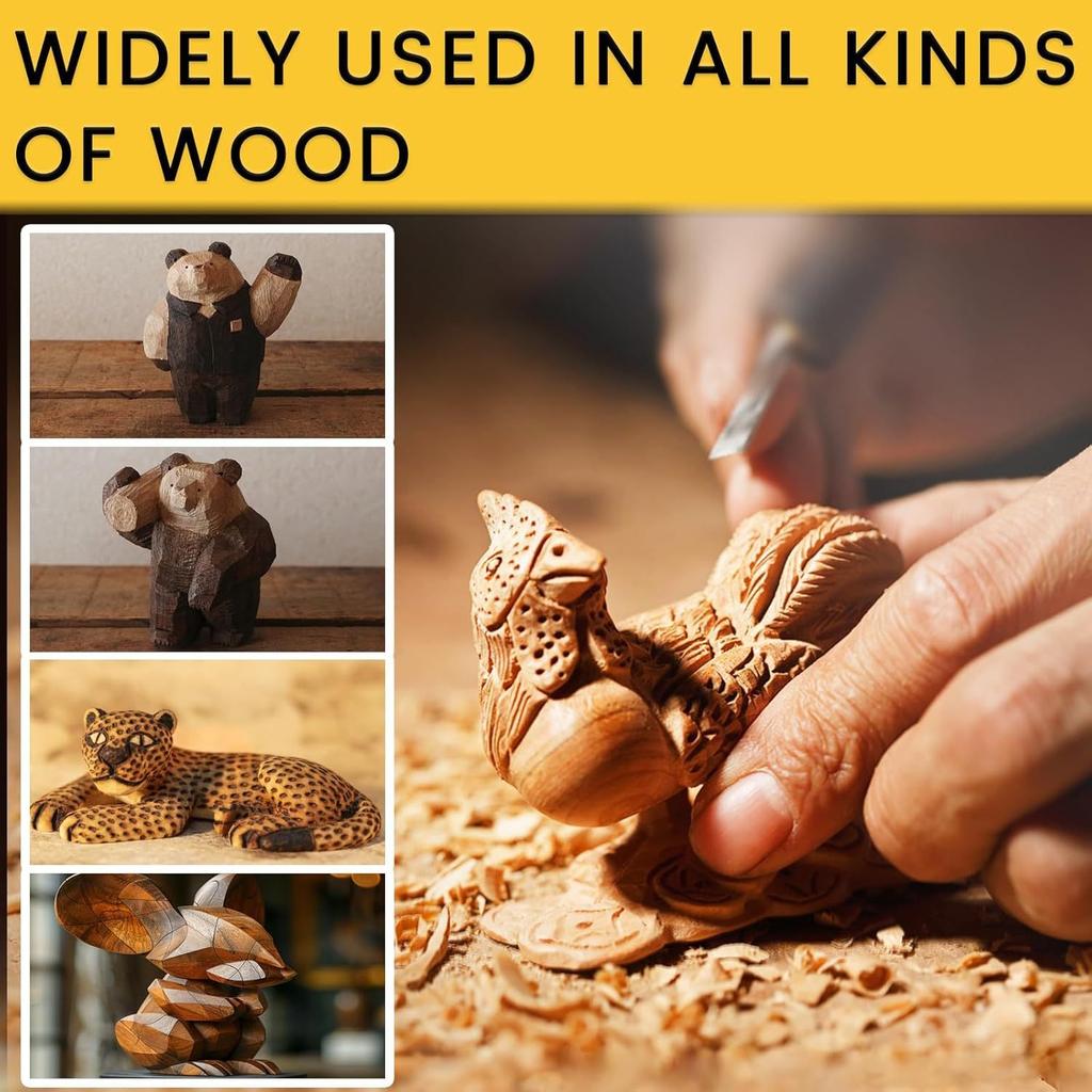 11 Piese Freze pentru Sculptură în Lemn pentru Scule Rotative, cu Coadă de 1/8 Inch și Capete Diverse de Scule pentru Gravură pentru Prelucrarea Lemnului