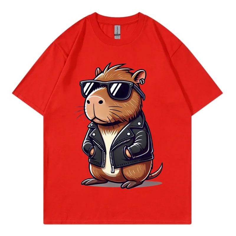 Fashion Cool Capybara Cute Animal Graphic T Shirts High Street Trend Short Sleeve T-shirt Men Women Casual Loose Cotton T-shirts