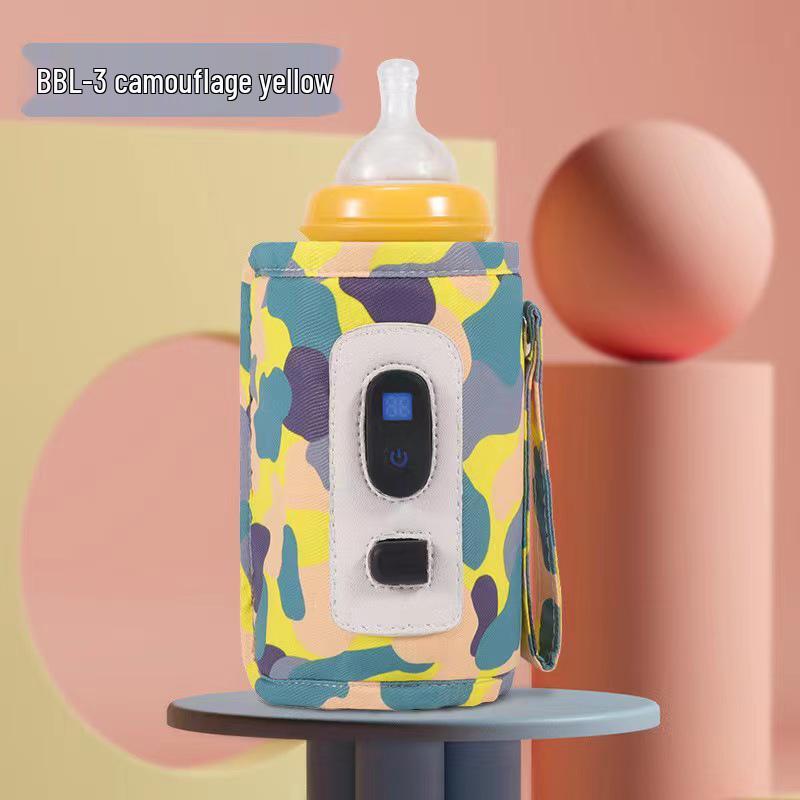 USB Portable Baby Bottle Warmer with Adjustable Temperature, Insulated Sleeve, and Digital Display.