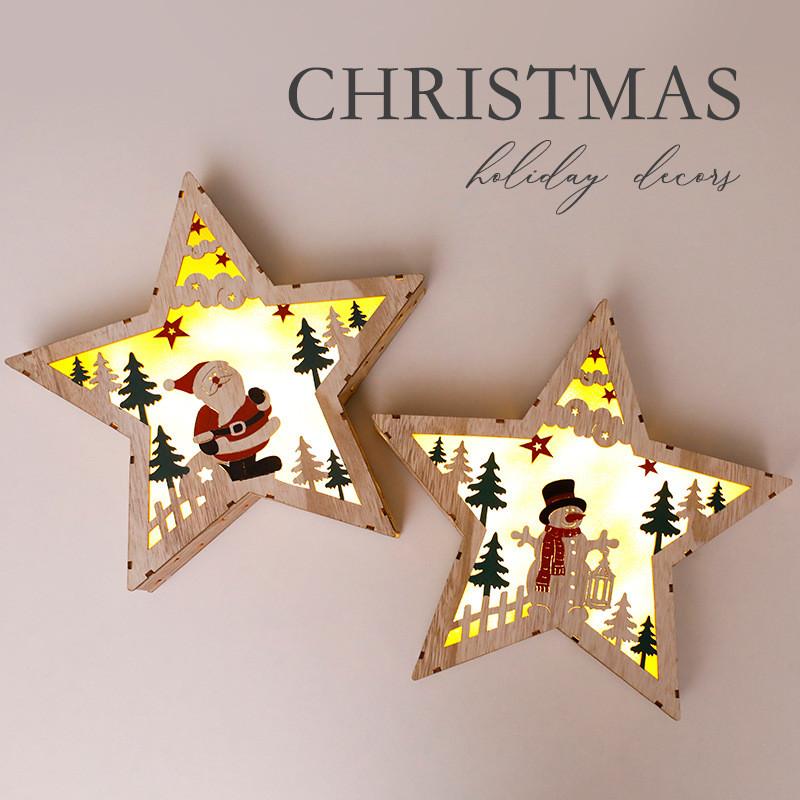 Christmas Tree Wooden Light Up Ornament With Snowman Design For Holiday Decor