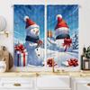 2pcs Set HD Christmas Gift Snowman Decoration Curtain Blue Tie Digital Printed Curtain Home Decoration Style Decoration Livin