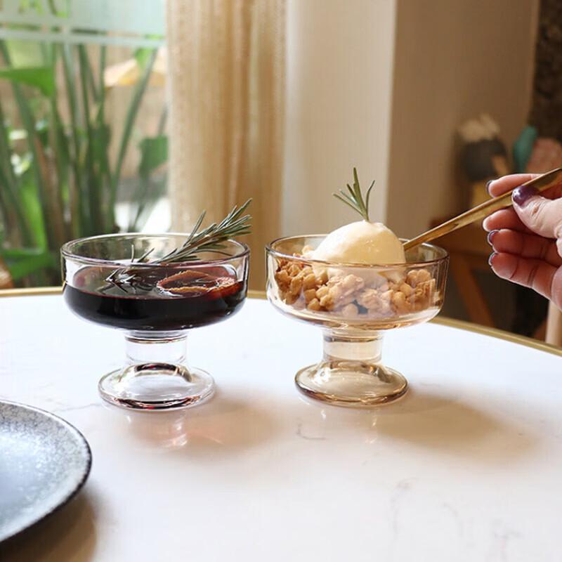 Zhuopu Ins-style Borosilicate Glass Dessert Cups, 2-Pack