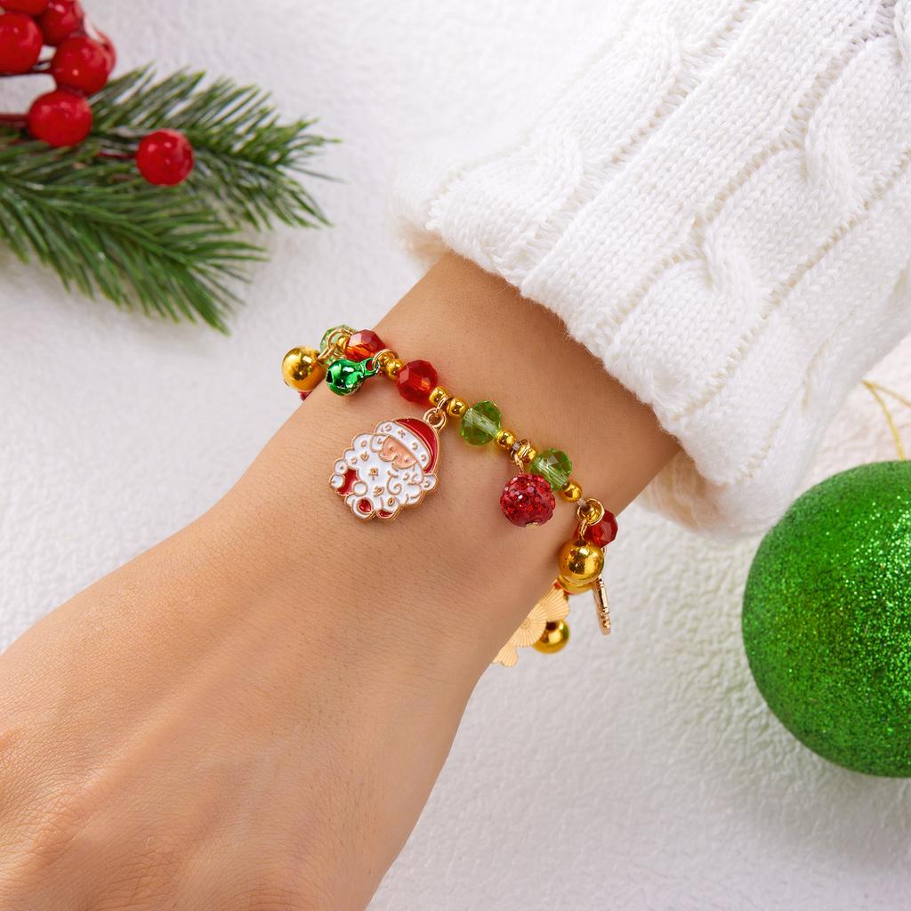 Simple Christmas Santa Claus Snowflake Gingerbread Man Bracelet for Women Crystal Charming Party Gift Daily Festival Jewelry